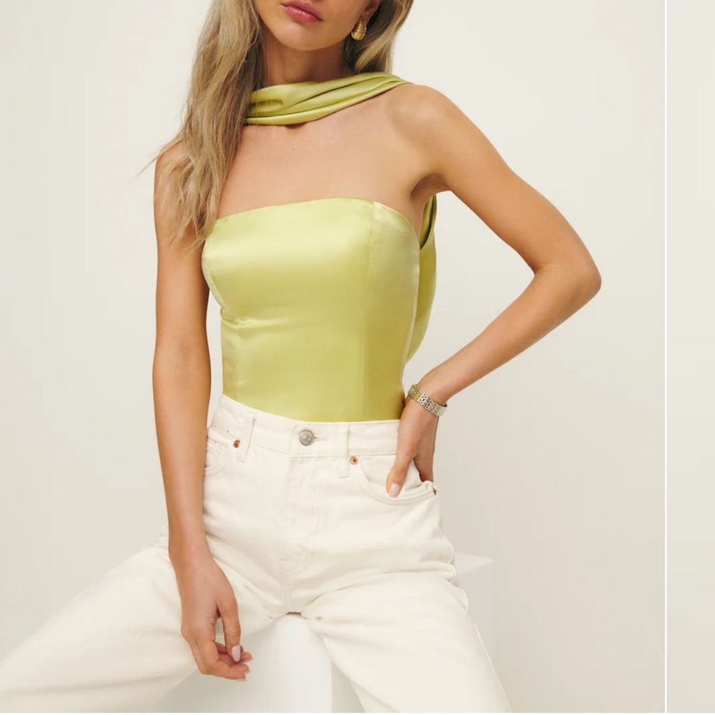 Nwot Reformation Sallie Silk Top Lemongrass